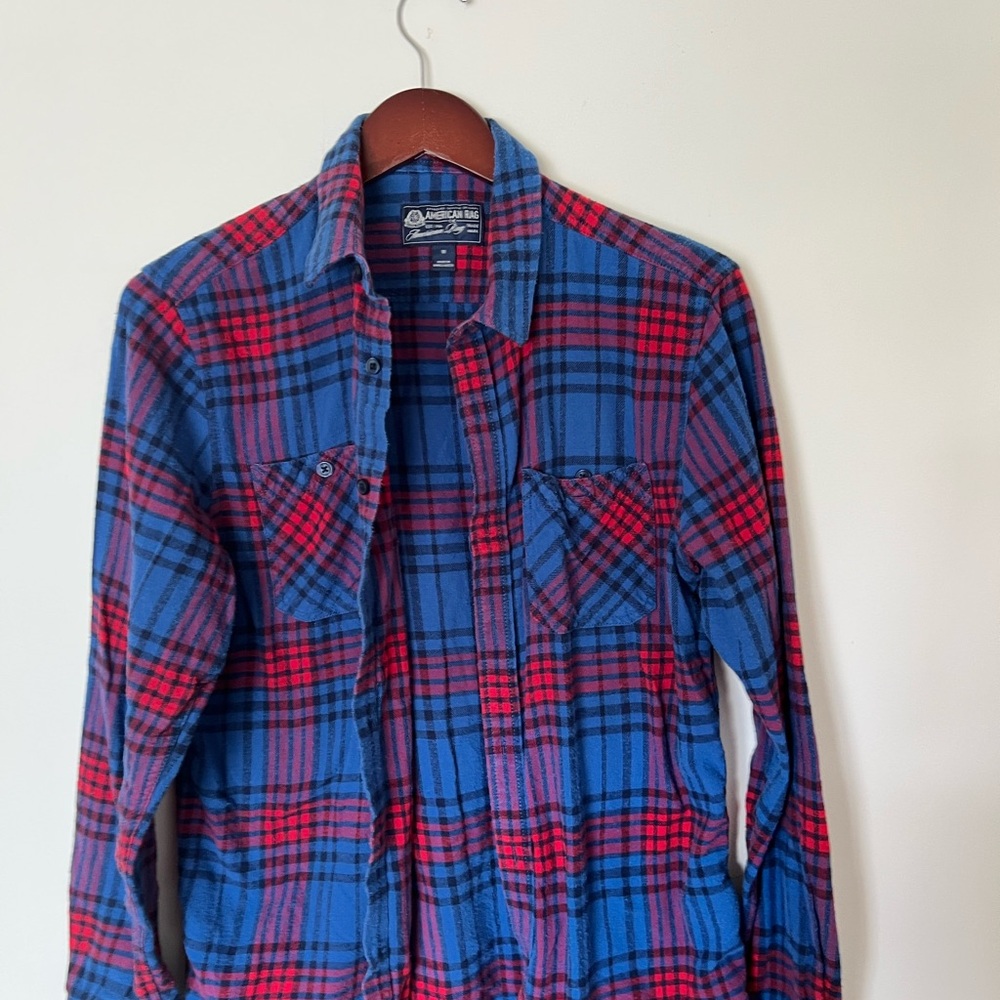 American Rag Blue and Red Casual Button Down Shirt
